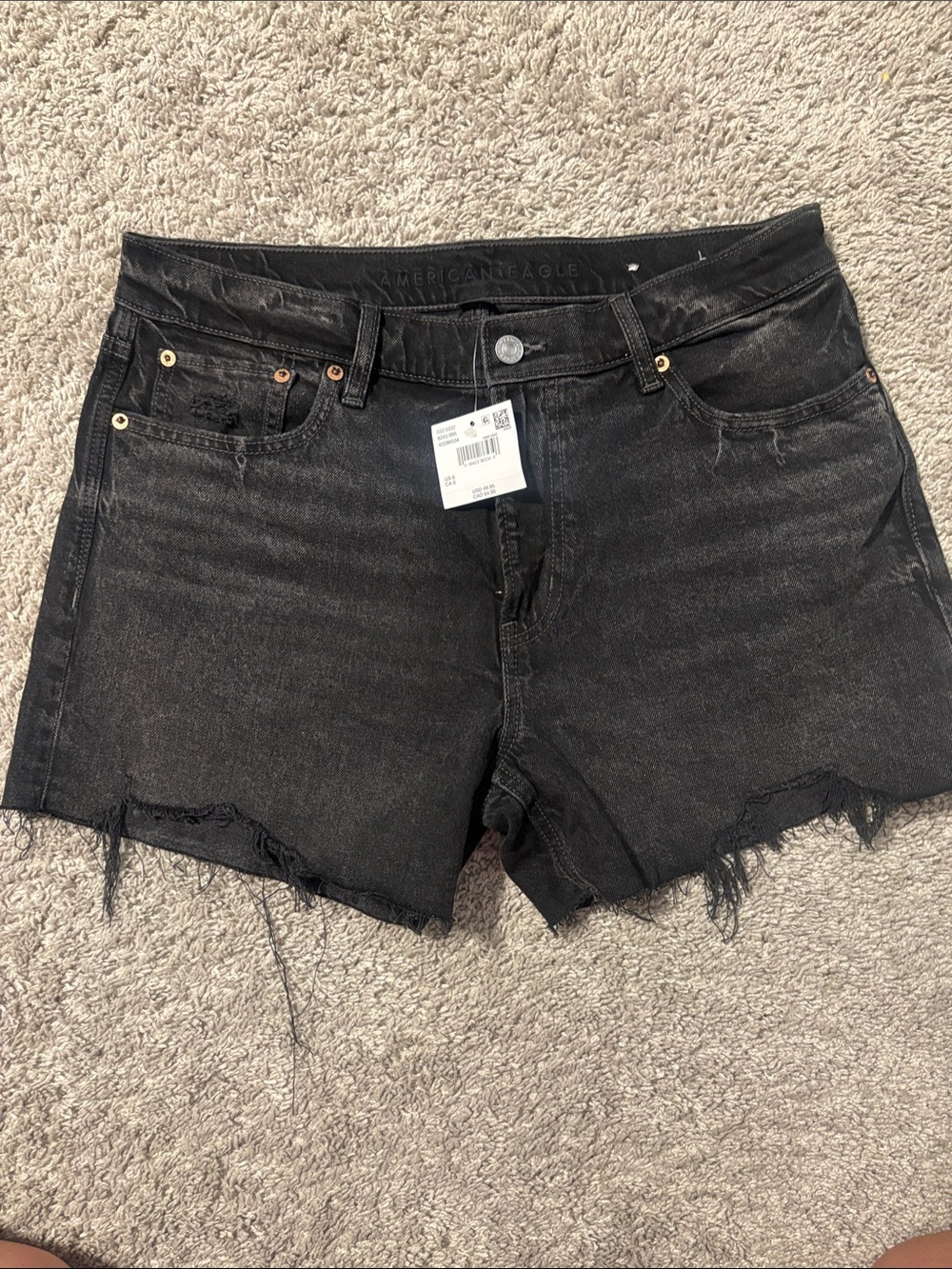 American Eagle Outfitters Black Frayed Denim Shorts